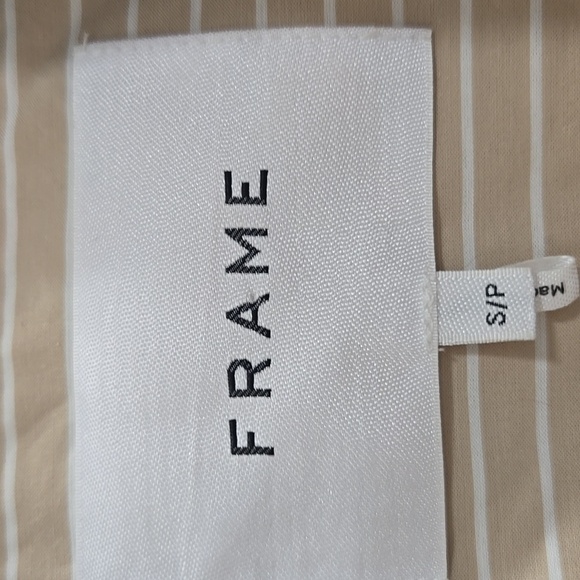 FRAME-Striped Cropped Wide Sleeve Button-Up Shirt-Size Small - Picture 8 of 17